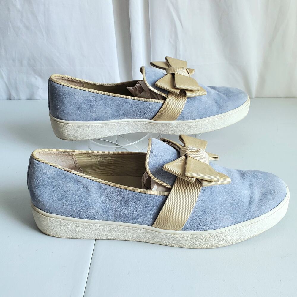 Michael Kors Collection Blue Suede Sneaker Shoe 9 M Bow Slip On Coastal Casual - Picture 5 of 12